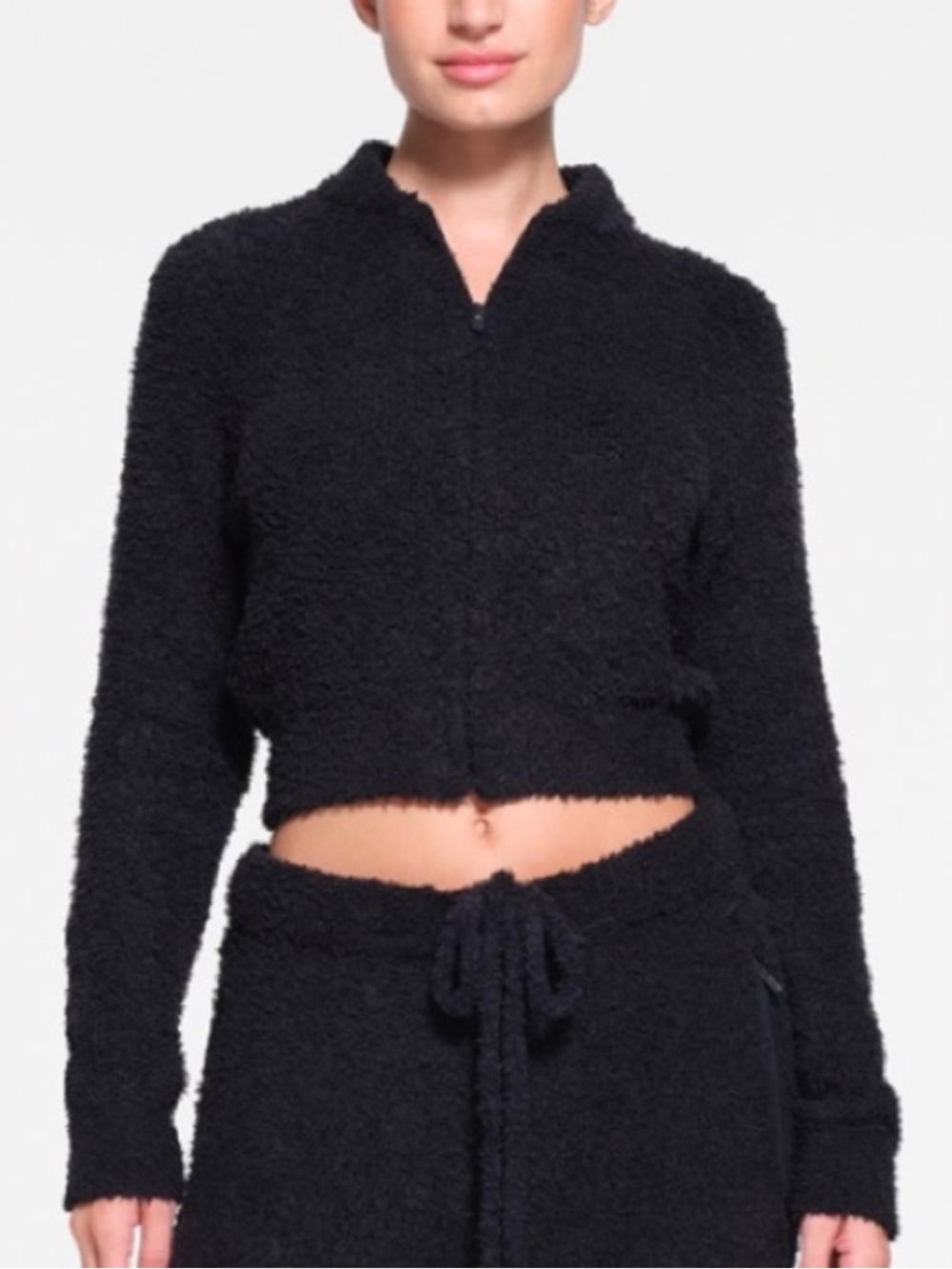Skims black cozy knit zip up